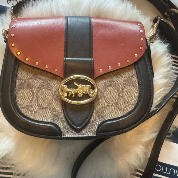 Coach Black and Brown Crossbody Bag with Gold Accents - Picture 3 of 6